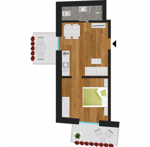 Ferienwohnung „Typ A“ mit Süd- und Westbalkon