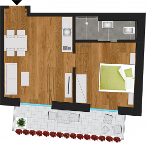 Ferienwohnung „Typ B“ mit großem Südbalkon